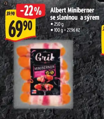 Albert Albert Miniberner se slaninou a sýrem nabídka