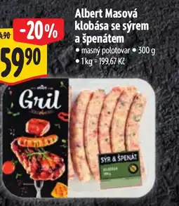 Albert Albert Masová klobása se sýrem a špenátem nabídka