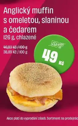 BonVeno Anglický muffin s omeletou, slaninou a čedarem 126 g, chlazené nabídka