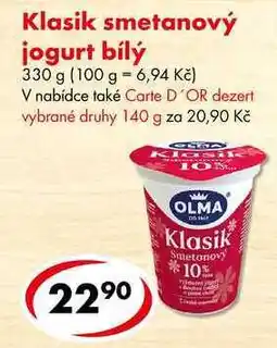 CBA Klasik smetanový jogurt bílý, 330 g nabídka