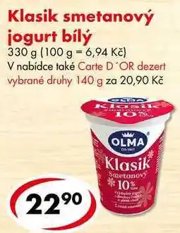 CBA Klasik smetanový jogurt bílý, 330 g nabídka