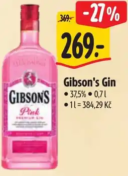 Albert Gibson's Gin nabídka