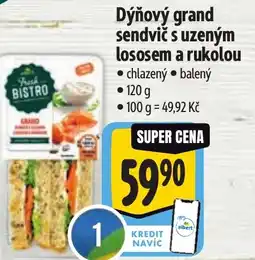 Albert Dýňový grand sendvič s uzeným lososem a rukolou nabídka