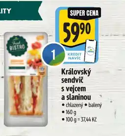 Albert Královský sendvič s vejcem a slaninou nabídka