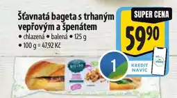 Albert Šťavnatá bageta s trhaným vepřovým a špenátem nabídka