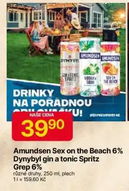 Hruška Amundsen Sex on the Beach 6% Dynybyl gin a tonic Spritz Grep 6% nabídka