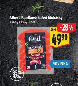 Albert Paprikové kuřecí klobásky nabídka