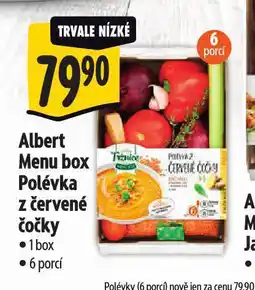 Albert Menu box polévka z červené čočky nabídka