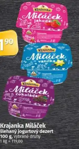 COOP TIP Krajanka Miláček šlehaný jogurtový dezert nabídka