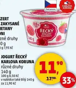 Penny Market JOGURT ŘECKÝ KARLOVA KORUNA různé druhy, 140 g nabídka