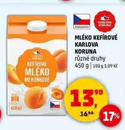 Penny Market MLÉKO KEFÍROVÉ KARLOVA KORUNA různé druhy, 450 g nabídka