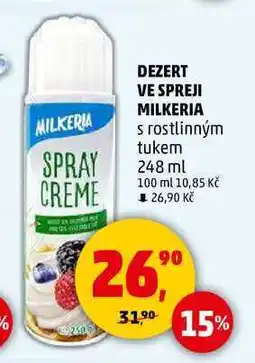 Penny Market DEZERT VE SPREJI MILKERIA s rostlinným tukem, 248 ml nabídka