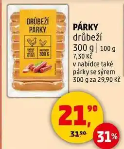 Penny Market DRŮBEŽÍ PÁRKY drůbeží, 300 g nabídka