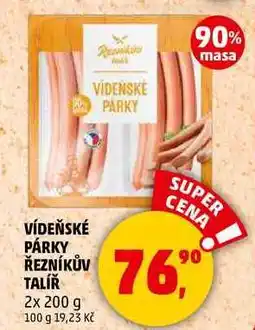 Penny Market VÍDEŇSKÉ PÁRKY ŘEZNÍKŮV TALÍŘ, 2x 200 g nabídka