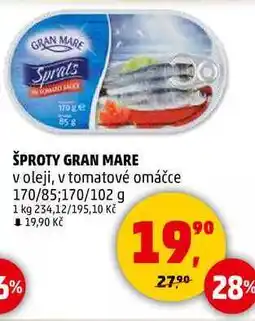 Penny Market ŠPROTY GRAN MARE v oleji, v tomatové omáčce, 170/85170/102 g nabídka