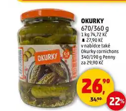 Penny Market OKURKY, 670/360 g nabídka