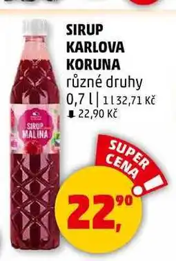 Penny Market SIRUP KARLOVA KORUNA různé druhy, 0,7 l nabídka