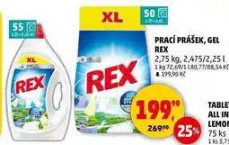 Penny Market PRACÍ PRÁŠEK, GEL REX, 2,75 kg, 2,475/2,25 l nabídka