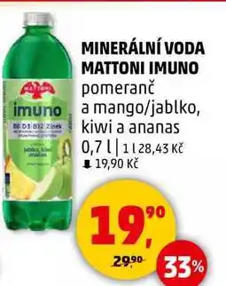 Penny Market MINERÁLNÍ VODA MATTONI IMUNO pomeranč, 0,7 l nabídka