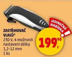 Penny Market ZASTŘIHOVAČ VLASŮ, 230 V, 4 možnosti nastavení délky 1,2-12 mm, 1 ks nabídka