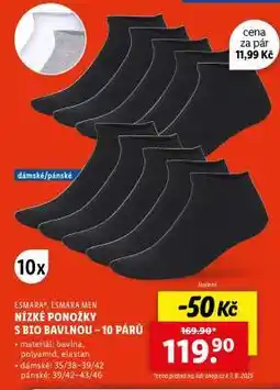 Lidl ESMARA , ESMARA MEN NÍZKÉ PONOŽKY S BIO BAVLNOU - 10 PÁRŮ nabídka