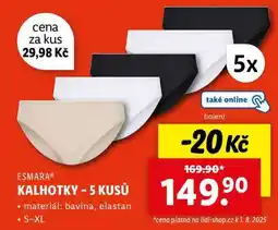 Lidl esmara KALHOTKY 5 KUSŮ nabídka