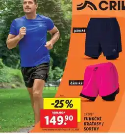 Lidl CRIVIT FUNKČNÍ KRAŤASY / ŠORTKY nabídka