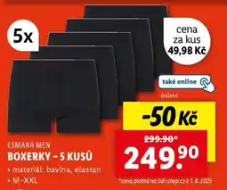 Lidl ESMARA MEN BOXERKY – 5 KUSŮ nabídka