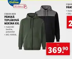 Lidl ESMARA MEN PÁNSKÁ TEPLÁKOVÁ MIKINA XXL nabídka