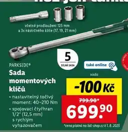 Lidl Parkside SADA MOMENTOVÝCH KLÍČŮ nabídka
