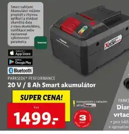 Lidl PARKSIDE PERFORMANCE 20 V / 8 Ah Smart akumulátor nabídka