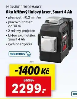 Lidl PARKSIDE PERFORMANCE Aku křížový liniový laser, Smart 4 Ah nabídka