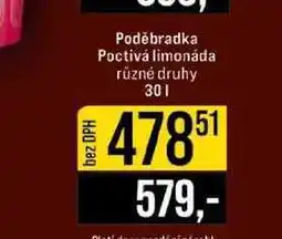 Jip Poděbradka Poctivá limonáda různé druhy 30l nabídka