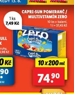 Lidl Capri sun pomeranč / multivitamín zero nabídka