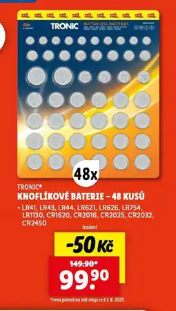 Lidl Knoflíkové baterie 48 kusů nabídka