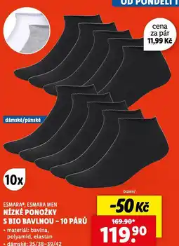 Lidl Nízké ponožky s bio bavlnou nabídka