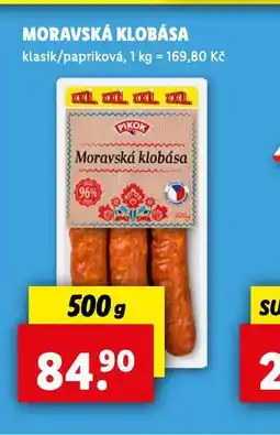Lidl Moravská klobása nabídka