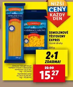 Lidl Semolinové těstoviny expres nabídka