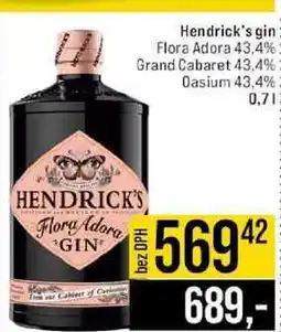 Jip Hendrick's gin Flora Adora 43,4% Grand Cabaret 43,4 % Oasium 43,4% 0,7l nabídka