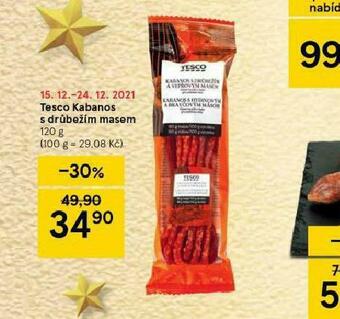 Tesco Kabanos s drůbežím masem nabídka