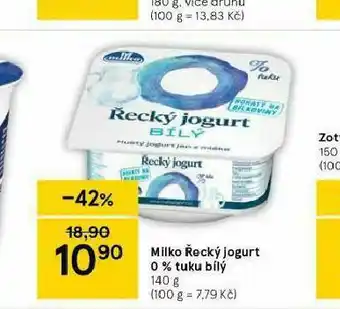 Tesco Milko řecký jogurt 0% tuku bílý nabídka