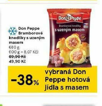 Tesco Don peppe bramborové knedlíky s uzeným masem nabídka