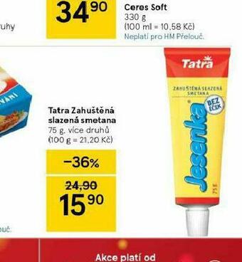 Tesco Tatra zahuštěná slazená smetana nabídka