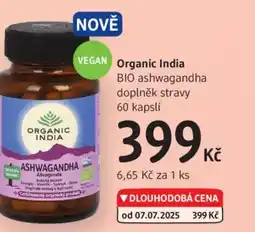 dm drogerie Organic India BIO ashwagandha doplněk stravy nabídka