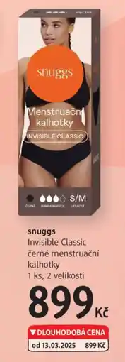 dm drogerie Snuggs Invisible Classic černé menstruační kalhotky nabídka