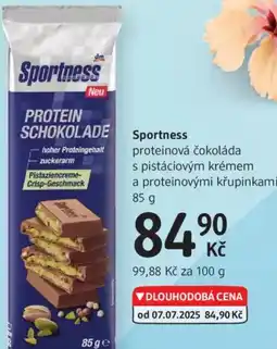 dm drogerie Sportness proteinová čokoláda s pistáciovým krémem a proteinovými křupinkami nabídka