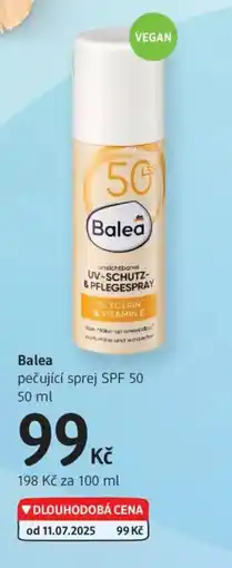 dm drogerie Balea pečující sprej SPF 50 nabídka