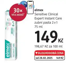 dm drogerie Elmex Sensitive Clinical Expert Instant Care zubní pasta 2v1 nabídka