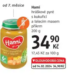dm drogerie Hami hráškové pyré s kukuřicí a telecím masem příkrm nabídka