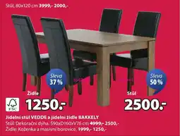 JYSK Jídelní stůl VEDDE a jídelní židle BAKKELY nabídka